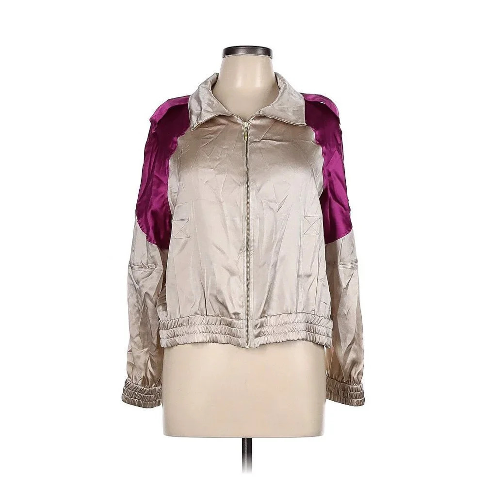 Adriana Iglesias Silk Bomber Jacket L NWT